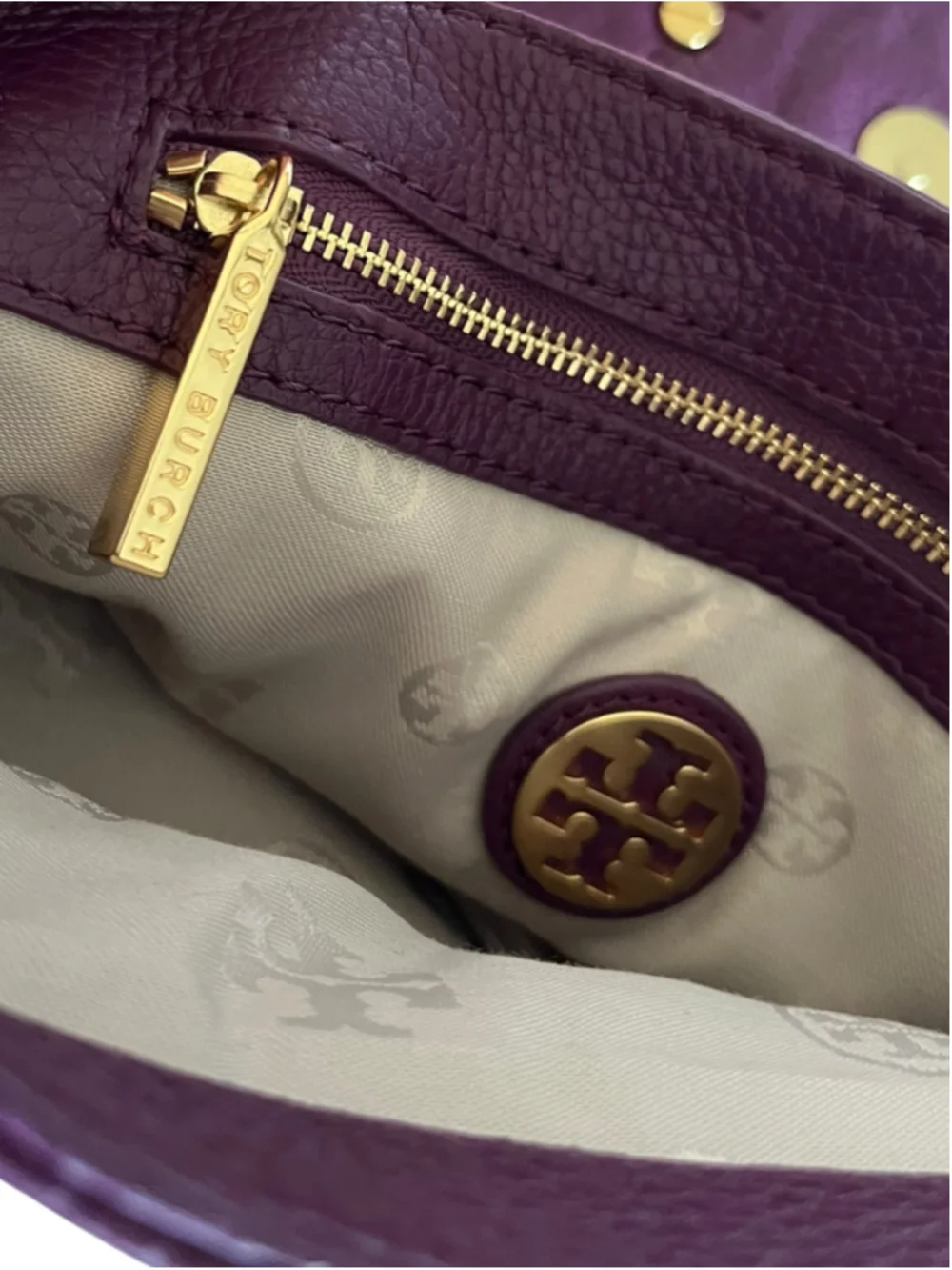Tory Burch Crossbody Bag Leather Violet - PLUM Gold Trim